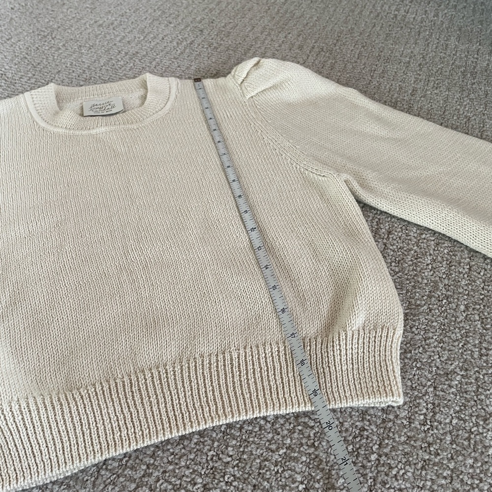 Loeffler Randall Knit For Good Puff Sleeve Highland Wool Beige Sweater size M - Picture 7 of 10